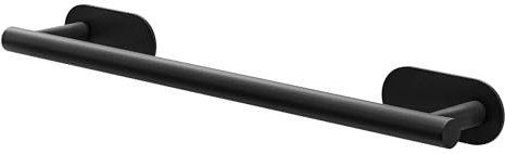 Amig - Toallero Adhesivo de baño Mod. EA-1 - Soporte de Pared para Toallas Adhesivo sin Tornillos - 400 x Ø19 x 70 x 45 mm - Acero Inoxidable - Negro Mate