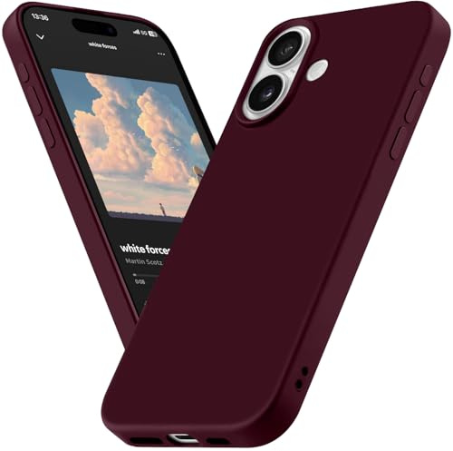 BEZ Phone Case for iPhone 16 Case, Slim Soft TPU Silicone Cover Compatible with iPhone 16, Protective Shockproof Anti-Scratch, Dark Red
