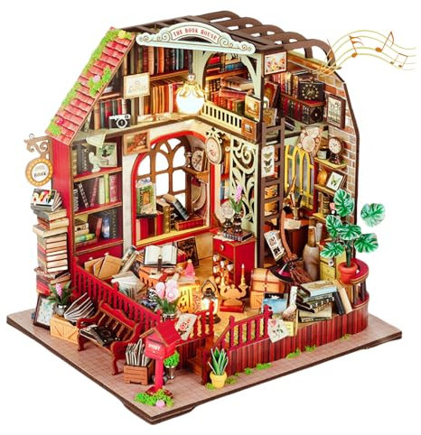 The Book House DIY Miniature Kit - Cozy Bookstore Dollhouse with Furniture - For Adults
