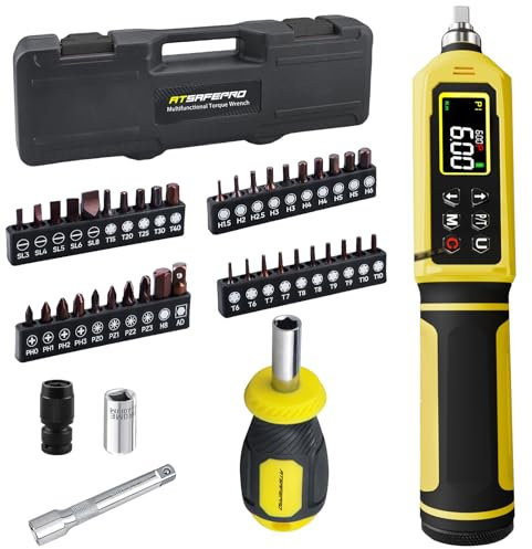 ATsafepro Digital Torque Screwdriver Set 45 Pcs, Drill bit Sets 40 with Drill bit Holder, ±2% Precision Torque Screwdriver 0.09-6 N.m, for Bicycle Maintenance, Household appliances,DIY