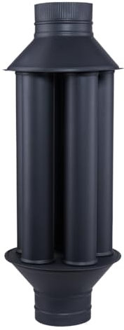 Vulkan Wärmetauscher für Holzofen Kaminofen 150 mm, Edelstahl (Inox), Schwarze Hochtemperatur-Lackierung, Abgas- und Warmluftaustauscher, energiesparend, 5-Rohr-Design