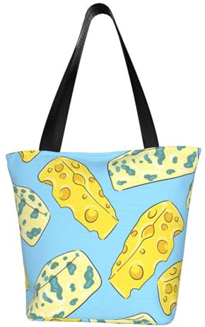 Fromage et fromage bleu,Sac à bandoulière grande capacité, sacs d'épicerie réutilisables, sacs fourre-tout