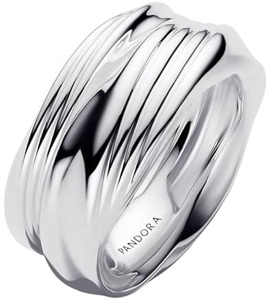 PANDORA Ring-Set für Damen Gedreht Silber 193890C00-60 Ringgröße 60/19,1