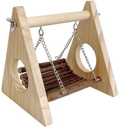 Multifunktionales Kauspielzeug für Papageienkäfig aus Holz, zum Aufhängen, für Stressabbau und Spielen, kaufeste Nymphensittich-Hängematte