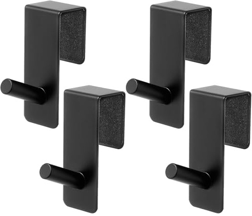 ARTOYS Set of 4 Furniture Hooks (15-20mm) - 50lb Load Capacity - 20mm Width - Ideal for Cupboard Doors, Drawers, Wardrobe & Kitchen - EVA Protection - Black