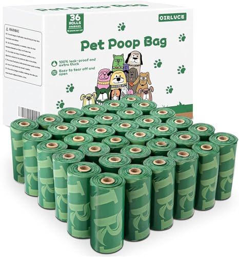 OIRLVCE 540 Dog Poo Bags 36 Rolls Dog Poop Bags | Extra Thick Strong Leak Proof Dog Waste Bags, Green