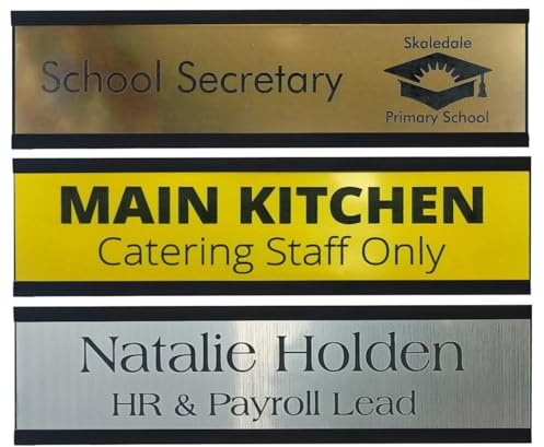 County Engraving Personalised 8 x 2 Office Door Aluminium Name Plate Holder Plaque With A Choice Of Coloued Inserts Engraved | UK Made (Black Holder With Insert)