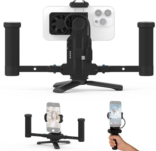 FeiyuTech Video Rig Pro für iPhone 15/16 / 17 Pro Max mit aktiver Kühlung | All-in-One Metall Film Rig mit USB-C Hub und Akku für professionelle iPhone Videoaufnahmen, Live-Streaming & Vlogging