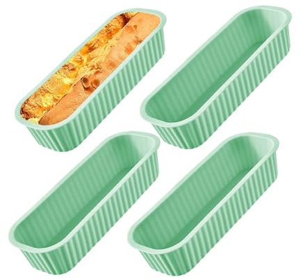 4 Mini-Rechteck-Silikonformen for Brot, Toast, Kuchen, Brownies und Gebäck – Antihaft-Backformen(4Pcs Mint Green)