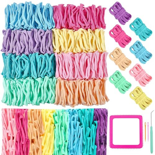 WADORN Webrahmen Kit Spielzeuge, Robuster Rahmen Topflappen Webrahmen Kits mit 800 Stück Bastel Schlaufen DIY Kunst und Handwerk für Erwachsene Einfache Strickrahmen Kits Geschenke für Anfänger