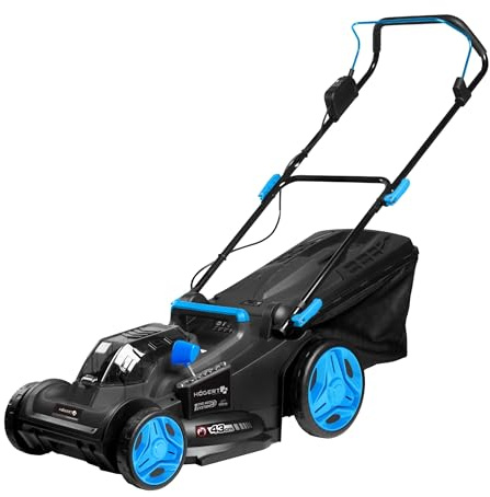 HÖGERT TECHNIK Akku-Rasenmäher 43 cm 2x18V OneAccuSystem, bürstenloser Elektromäher mit Grasfangkorb, kabellos für kleine und mittlere Rasenflächen, ohne Akku