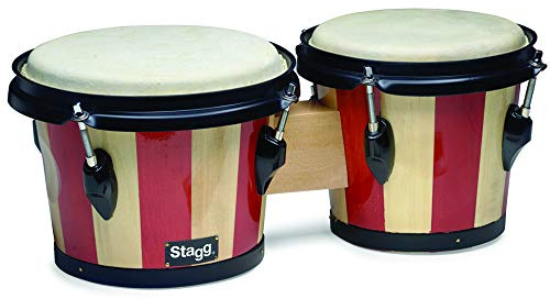Stagg 25011834 BW-100-DT Two Tone Wood Bongo,19,05 cm (7,5 Zoll)/16,51 cm (6,5 Zoll)