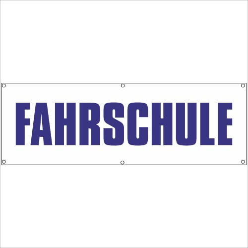Indigos UG - Plane wasserdicht Gerüstplane - p043 - Fahrschule - Banner - 200 cm x 67 cm - Baustelle, Garten, Zaun oder Veranstaltung im Sommer - Werbeplane, Werbung