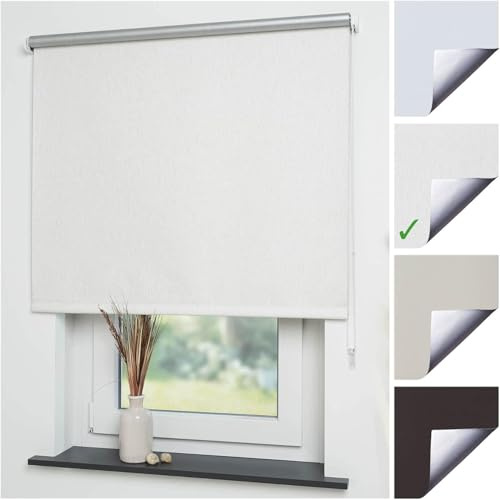 Liedeco® Rollo, Fenster Rollo, Kettenzug-Rollo / 162 x 180 cm (Breite x Höhe), Leinen Silber/Thermo-Beschichtung, Verdunkelnd, Blickdicht/Breiten 60-200 cm/Variable Montage möglich