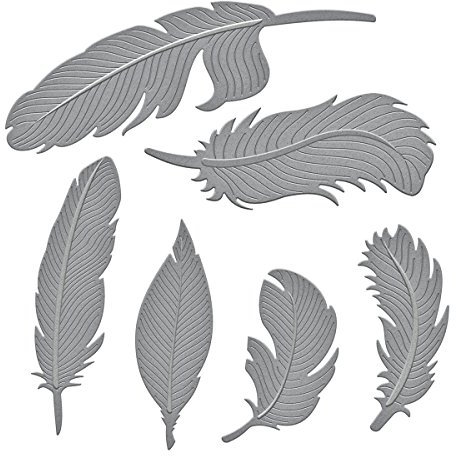 Spellbinders SBS4-428 Shapabilities Pfauennfeder Stanz- und Prägeschablone 4-teilig, Metall, braun, 24.8 x 13.3 x 0.2 cm