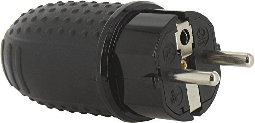 Fiche caoutchouc étanche IP44 2P+T 16 A Dhome - Mâle