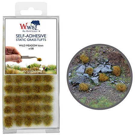 War World Scenics 100 x Touffes Autocollantes d’Herbe Statique - Prairie Sauvage, 6mm - Diorama Maquette Pelouse Modélisme Ferroviaire Artificielle Miniature Scénographie