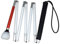 VSONE 7-section Aluminum Blind Cane,Reflective White and Red, Folding Walking Stick for Blind People (130cm (51.2 inch), black handle)