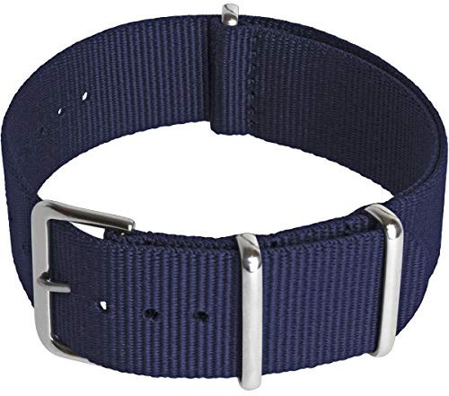CampTeck U6943 Cinturino Orologio Ricambio Nylon Fibbia ad Ardiglione in Acciaio Inossidabile Orologi con Barre a Molla - Blu Marino - 18mm