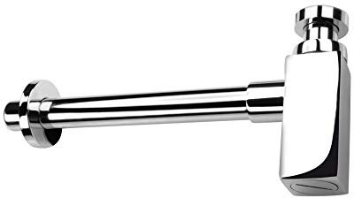 Hochwertiger Designer Siphon Messing für Waschbecken Eckig Chrom 1 1/4 Syphon Sifon Ablaufventil Ablaufgarnitur Abfluss Ventil für Waschtisch Röhrensiphon Geruchverschluss Tauchrohr
