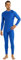 dPois Herren Jumpsuit Lang Overall Langarm Ganzkörperanzug Bodysuit mit Stehkragen Zipper Sport Body Gymnastikanzug Stretch Blau Medium