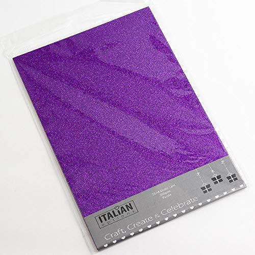 Italian Options 250 g/m² fusselfreies Glitzer-Karton-Bastelpapier, 10 Blatt, A4-Größe, Violett