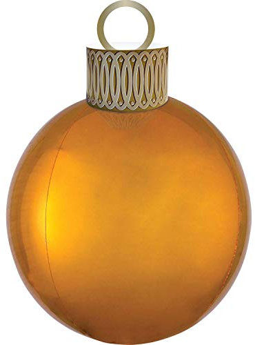 Amscan 4040701 - Orbz XL Folienballon Ornament Weihnachtskugel, 38 x 50 cm, Gold, Weihnachten, Heliumballon, Party, Dekoration, Xmas, Christmas, Baumschmuck