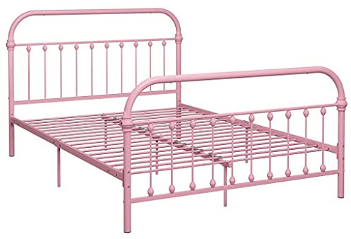 vidaXL Bettgestell Klassisch Metallbett Bett Doppelbett Schlafzimmerbett Bettrahmen Lattenrost Ehebett Schlafzimmermöbel Rosa Metall 160x200cm