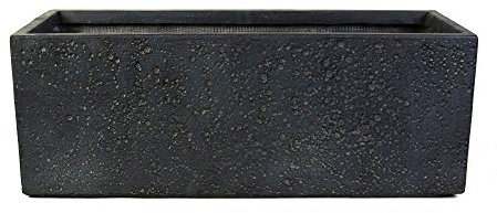 Köhko® Macetero de fibra de vidrio con aspecto de piedra, 65 x 22 x 22 cm, color antracita