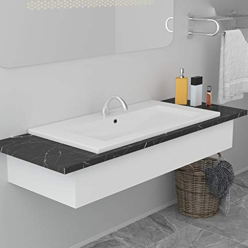 SKM Einbauwaschbecken 81x39,5x18,5 cm Keramik Weiß