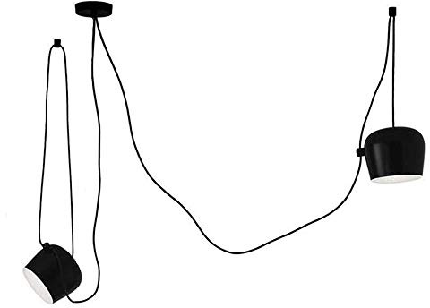 Moderne Pendelleuchte Hängelampe Kreative Winkel Höhe Verstellbare Schwenkbar Runde Metall Kronleuchter Treppe Wohnzimmer Kücheninsel Esstisch Büro Loft Bar Strahler, Kabel 200CM (Schwarz, 2-flammig)