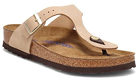 Birkenstock Womens Gizeh Soft Footbed Sandcastle Nubuck 39 R EU Women's 8-8.5 US