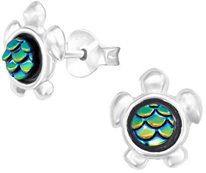 Pendientes de tuerca de plata de ley con piedras de cristal verde, Plata de ley, Crystal