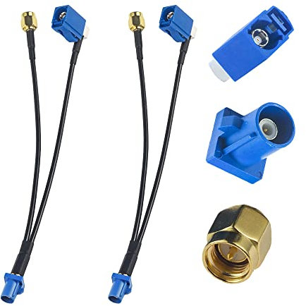 TUOLNK 2er Pack 6 Zoll 15 cm Fakra C Stecker zu SMA Stecker und Fakra C Buchse Adapterkabel Fakra C Buchse zu SMA Stecker + Fakra C Buchse Universalkabel Fakra C Stecker Koaxialkabel RG174