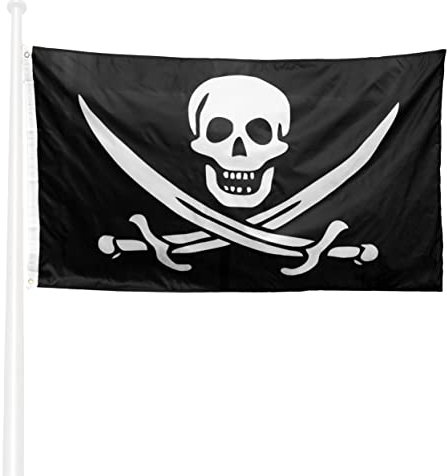 KliKil Bandera Piratas Calico Jack Grande - 1 Bandera de Pirata John Rackham para Balcon, Bandera Piratas y espadas Para Exterior Jardin y para poner en un Mastil, Pirate Sword Flag - 90x150 cm