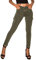 Nina Carter S353 Damen Cargohosen Skinny Fit Jeanshosen Cargo Jeans Stretchjeans Cargojeans Used Look (Dunkel Khaki (S378), L)