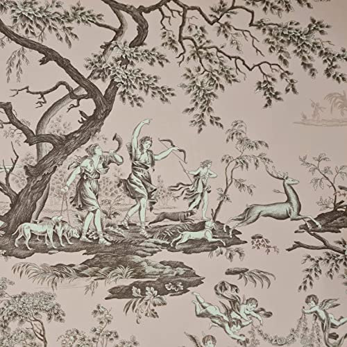 Stoff Meterware Baumwolle Toile de Jouy Diana puder Perkal rosa Dekostoff Vorhangstoff Husse Tagesdecke Bekleidung