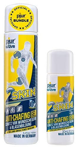 pjuractive 2SKIN - Anti-Chafing-Gel - Nie mehr Blasenpflaster & Wundscheuern - unsichtbarer & wasserfester Hautschutz (Vorteilspack: 100ml + 30ml)