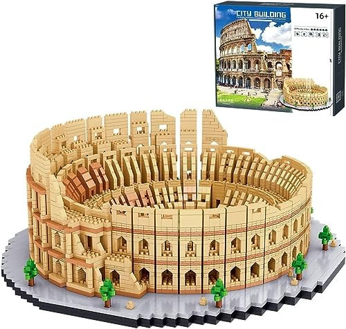 Römisches Kolosseum Architektur Bausteine Bausatz, 5594+Teile Weltberühmtes Gebäude Modellbausatz, Modular Haus Bausteine, Geschenk für Erwachsene und Kinder (LZ8191)