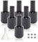 Lot de 6 flacons vides de vernis à ongles en gel - 15 ml - Avec pinceau - Noir mat opaque - Ronds - Rechargeables - Résistants aux UV - Avec boules mélangeuses et entonnoirs - Brillant