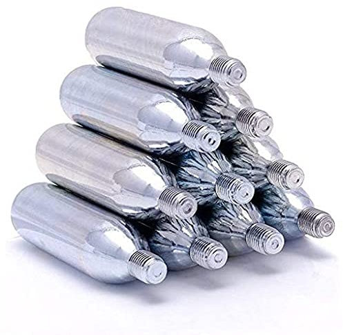 BANDIDOS Pack 10 Threaded CO2 Bike Tyre Inner Tube Inflator Pump Cartridge 16g, Silver (0196)