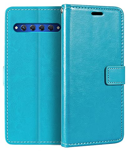 Custodia Portafoglio in Pelle PU Compatibile con TCL 10 Plus, Cover con Chiusura Magnetica, Tasche per Carte e Funzione Stand (Azzurro chiaro)