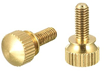 sourcing map 2 Stück Rändelschrauben M4x10mm Messing Schulterschrauben Stufen Griffknöpfe Befestigungen für PC Elektronisch Mechanisch