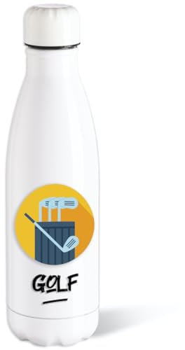 Bouteille d’eau Isotherme Golf Sport 500ml Acier Gourde Réutilisable Ecologique Maintien Chaud/Froid 12h. Idée Cadeau Original Humour Homme Femme Enfant Ami Golfeur Anniversaire Noël
