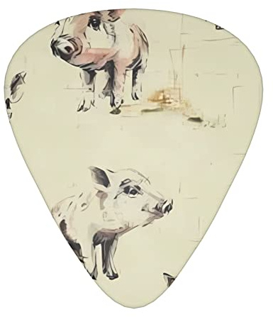 Pig Background Gitarrenplektren – Gitarrenzubehör – Gitarrenplektren für Akustikgitarre, E-Gitarre, Bassgitarre, für Männer und Frauen, professionelle Gitarristen, Musiker und Anfänger