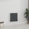 WarmeHaus 600x550mm Horizontal Column Designer Radiator Grey Rectangular Flat Panel Double Radiators Anthracite
