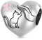 GNOCE Damen Charm Perle Tierliebhaber Herz 925 Sterling Silber Liebe Katze Anhänger mit Zirkonia Fit Alle großen Marken von Armband/Halskette (Tierliebhaber)