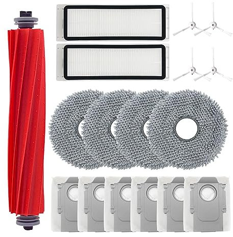 Odashen Juego de 17 accesorios de repuesto para robot aspirador Roborock Q Revo/Roborock P10, incluye cepillo principal, paño de fregona, bolsa de polvo, filtro, cepillo lateral (blanco)