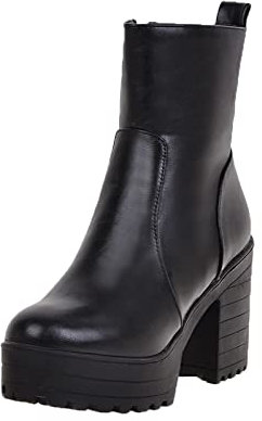 NUSGEAR 2023 Botines Mujer Zapatos Botas de tacón alto plataforma Moda Casual Otoño Invierno clásico Comodos Elegante Botas de Nieve Antideslizante Botas de Jinete Boots vintage fiesta Zapatos