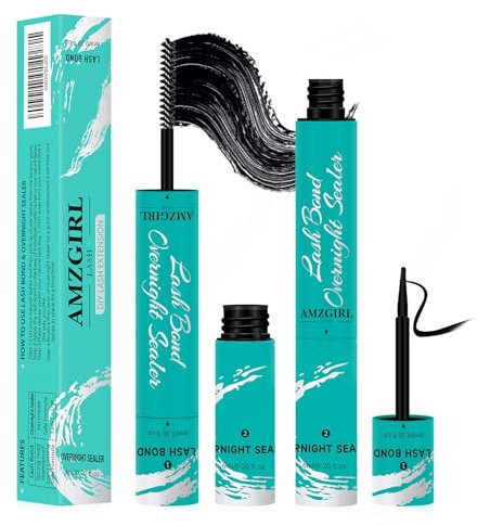 Lash Bond and Seal 12ML, Grupos de Pestañas y Sellador Nocturno, Pegamento para Extensiones de Pestañas Hechas en Casa, Impermeable y de Larga Duración, Bond y Seal en Casa (Bond Negro + Seal Negro)